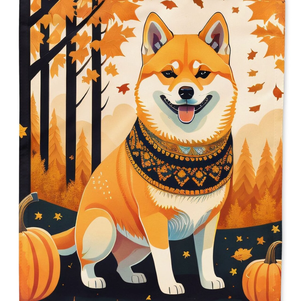 Edge Collections - 11 1/4" X 15 1/2" - Multicolor - Garden Shiba Inu Fall Garden Flag - 1 Piece